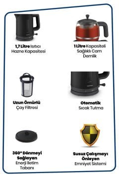 Goldmaster Teamaster 2200W Bpa Free Sağlığa Uygun Cam Demlikli Çay Makinesi Ve Su Isıtıcısı
