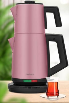 Yudum Sedef Pembe Paslanmaz Çelik 2200 Watt Çelik Çay Makinesi Ve Su Isıtıcı