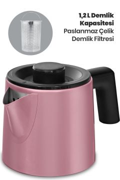 Yudum Sedef Pembe Paslanmaz Çelik 2200 Watt Çelik Çay Makinesi Ve Su Isıtıcı