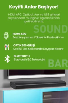 Kablosuz Soundbar Woofer BT Hdmı Ses Sistemi