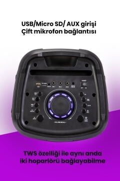 Taşınabilir Şarj Edilebilir Party Box Işıklı BT Hoparlör