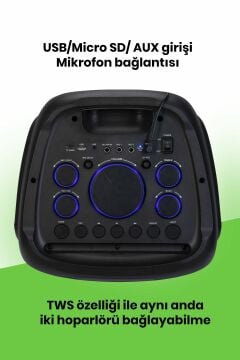 Taşınabilir Şarj Edilebilir Party Box Işıklı BT Hoparlör