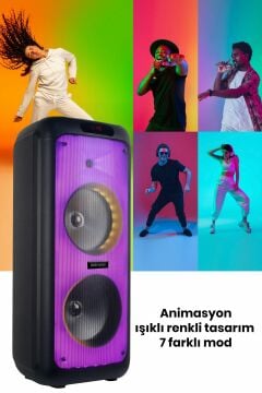 Taşınabilir Şarj Edilebilir Party Box Işıklı BT Hoparlör