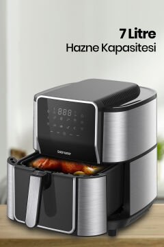 Gloria 7 Litre İnox Geniş Hazneli XXL Dokunmatik 8 Ön Ayarlı Airfryer Sıcak Hava Fritözü GM8405