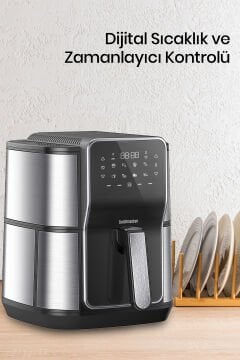 Gloria 7 Litre İnox Geniş Hazneli XXL Dokunmatik 8 Ön Ayarlı Airfryer Sıcak Hava Fritözü GM8405