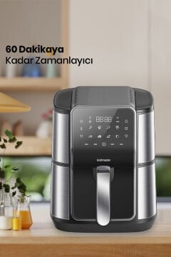 Gloria 7 Litre İnox Geniş Hazneli XXL Dokunmatik 8 Ön Ayarlı Airfryer Sıcak Hava Fritözü GM8405