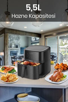Palmi Sıcak Tutma Özellikli 7 Litre Geniş XXL Dokunmatik 10 Ön Ayarlı Airfryer Sıcak Hava Fritözü