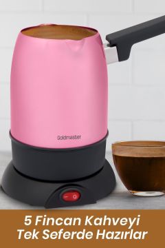 Köpük Pembe Çift Ağızlı Paslanmaz Çelik Elektrikli Cezve