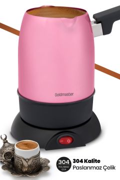 Köpük Pembe Çift Ağızlı Paslanmaz Çelik Elektrikli Cezve