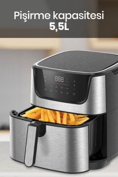 Grana Sıcak Tutma Buz Çözme Kurutma Özellikli 7 Litre XXL Dokunmatik Airfryer Sıcak Hava Fritözü