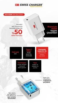 Swiss Charger Sch-40258 25W Type-C Hızlı Şarj Adaptörü