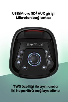 Taşınabilir Kablosuz BT Hoparlör Led Işıklı Party Box