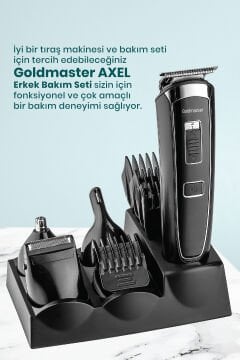Axel 13in1 Hızlı Şarj Özellikli Kablolu Kablosuz Paslanmaz Çelik 21 Kademeli Erkek Bakım Seti