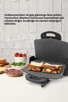 Gurmex Süt Beyaz 1750 Watt Granit Çıkarılabilir Plakalı 5 Kademe Isı Ayarlı Tost ve Izgara Makinesi