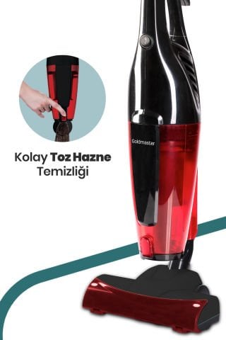 Joker Kırmızı Turbo Başlıklı Özel Filtreli Cyclone Dikey Ve Elde Elektrikli Süpürge 5 Yıl Garantili