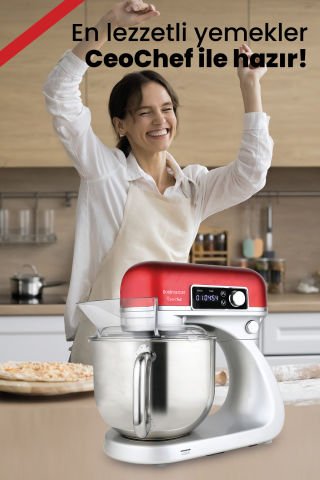 Ceo Chef Dokunmatik Ekran 6 Litre 12 Kademe Darbeli Hız Ayarlı Döküm Stand Mikser Mutfak Şefi
