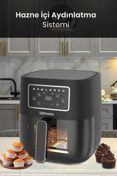 Versay 1700w Xl Dokunmatik 8 Ön Ayarlı Cam Kapaklı Hazne Aydınlatmalı Airfryer Sıcak Hava Fritözü