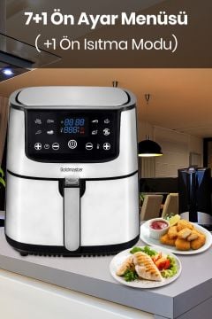 Maxchef 8 Litre Inox Geniş Hazneli XXL Yeniden Isıtma Fonksiyonlu Airfryer Sıcak Hava Fritözü