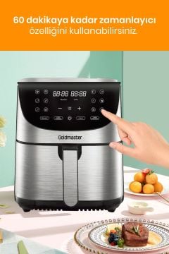 Freshcook 1800 Watt Inox Xl Dokunmatik 8 Ön Programlı Airfryer Yağsız Kızartma Sıcak Hava Fritöz