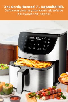 Freshcook 1800 Watt Inox Xl Dokunmatik 8 Ön Programlı Airfryer Yağsız Kızartma Sıcak Hava Fritöz