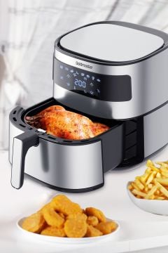 Premio 2000 Watt Yüksek Güç 6,4 Litre Inox Geniş Xxl Dokunmatik Airfryer Yağsız Sıcak Hava Fritözü