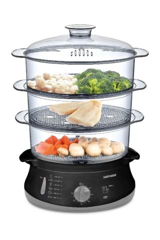 Steamcook 60 Dakika Zaman Ayarlı 10 Litre Bpa Içermeyen Buharlı Pişirici
