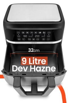 Doublefry 2850w 9 Litre 3xl Dev Tek Ve Çift Hazneli Dokunmatik Airfryer Yağsız Sıcak Hava Fritözü
