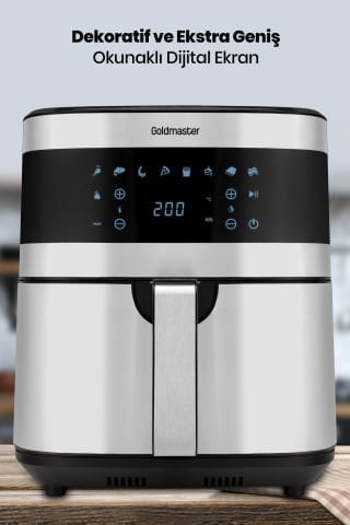 Superfry 7 Litre Inox Geniş Hazneli Xxl Dokunmatik 8 Ön Ayarlı Airfryer Sıcak Hava Fritözü