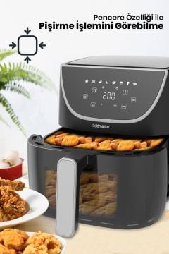 Gustofry 1700w Xl Dokunmatik 8 Ön Ayarlı Cam Kapaklı Hazne Aydınlatmalı Airfryer Sıcak Hava Fritözü