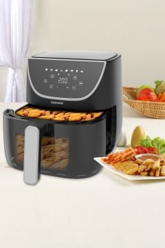 Gustofry 1700w Xl Dokunmatik 8 Ön Ayarlı Cam Kapaklı Hazne Aydınlatmalı Airfryer Sıcak Hava Fritözü