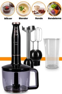 Nutrimax 1.5 Litre Geniş Hazneli 1500 Watt Paslanmaz Çelik Ölçüm Kaplı 3in1 Multi Blender Set