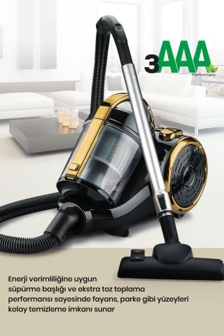 Goldblack Hepa Filtreli 3 Litre Kapasiteli Hız Ayarlı Toz Torbasız Cyclone Elektrikli Süpürge