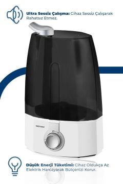 Oksijen Ultrasonik Sessiz 3,7l Su Tankı 12 Saat Kesintisiz Buhar Veren Hava Nemlendirme Cihazı