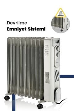 İklim 2900W 11 Dilim Isı Termostat ve Fan Ayarlanabilir Devrilme Emniyetli