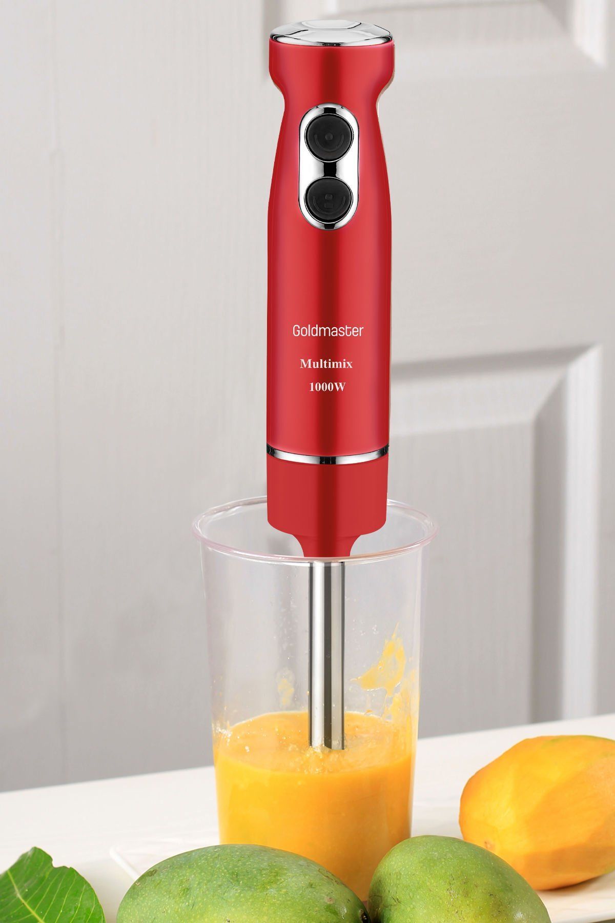 Multimix Kırmızı 1000W 4 Bıçaklı Paslanmaz Çelik El Blender