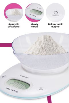 Ölçüm Geniş Led Ekranlı Dokunmatik Dijital Hassas 1gr-7kg Mutfak Tartısı Terazisi