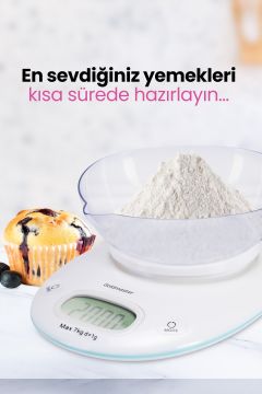 Ölçüm Geniş Led Ekranlı Dokunmatik Dijital Hassas 1gr-7kg Mutfak Tartısı Terazisi