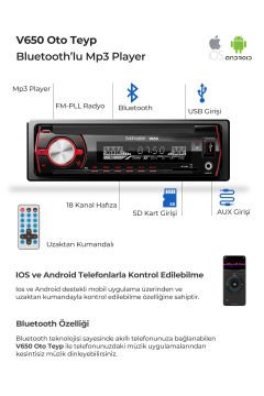 Goldmaster V650 Telefon Kontrollü Bluetooth Oto Teyp