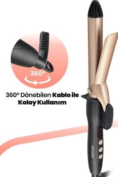 Shine Dijital Göstergeli Keratin Seramik Plakalı 25 Mm Saç Şekillendirici Maşa Gold
