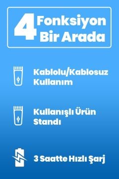 Pro Deluxe 4 Saat Kablosuz Kullanımlı 20 Kademe Saç Ve Sakal Kesme Makinesi