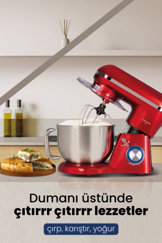 Şef 5.5 Litre 10 Kademe Darbeli Hız Ayarlı Çırpma Karıştırma Yoğurma Stand Mikser Mutfak Şefi
