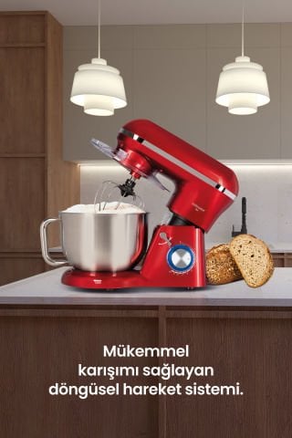 Şef 5.5 Litre 10 Kademe Darbeli Hız Ayarlı Çırpma Karıştırma Yoğurma Stand Mikser Mutfak Şefi