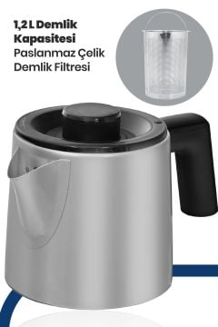 Dore Inox Xl 2200 Watt Patentli Damlatmayan Tasarımı Paslanmaz Çelik Çay Makinesi Ve Su Isıtıcısı