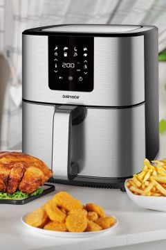 Brenda 7 Litre Inox Geniş Hazneli Xxl Dokunmatik 8 Ön Ayarlı Airfryer Sıcak Hava Fritözü