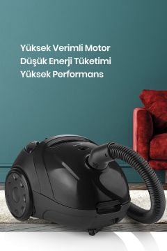 Titiz Siyah Yıkanabilir Toz Torbalı 2,5 litre Kapasiteli 5 Yıl Garantili Elektrikli Süpürge