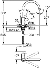 31367001 Grohe bauedge döner borulu eviye bataryası