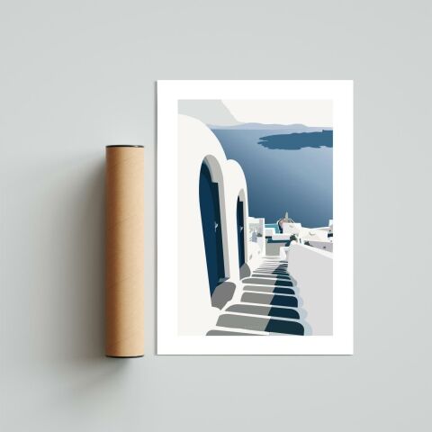 Minimal Mykonos Poster Tablo