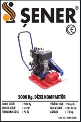 2000 kg. Kama Motorlu Dizel Kompaktör