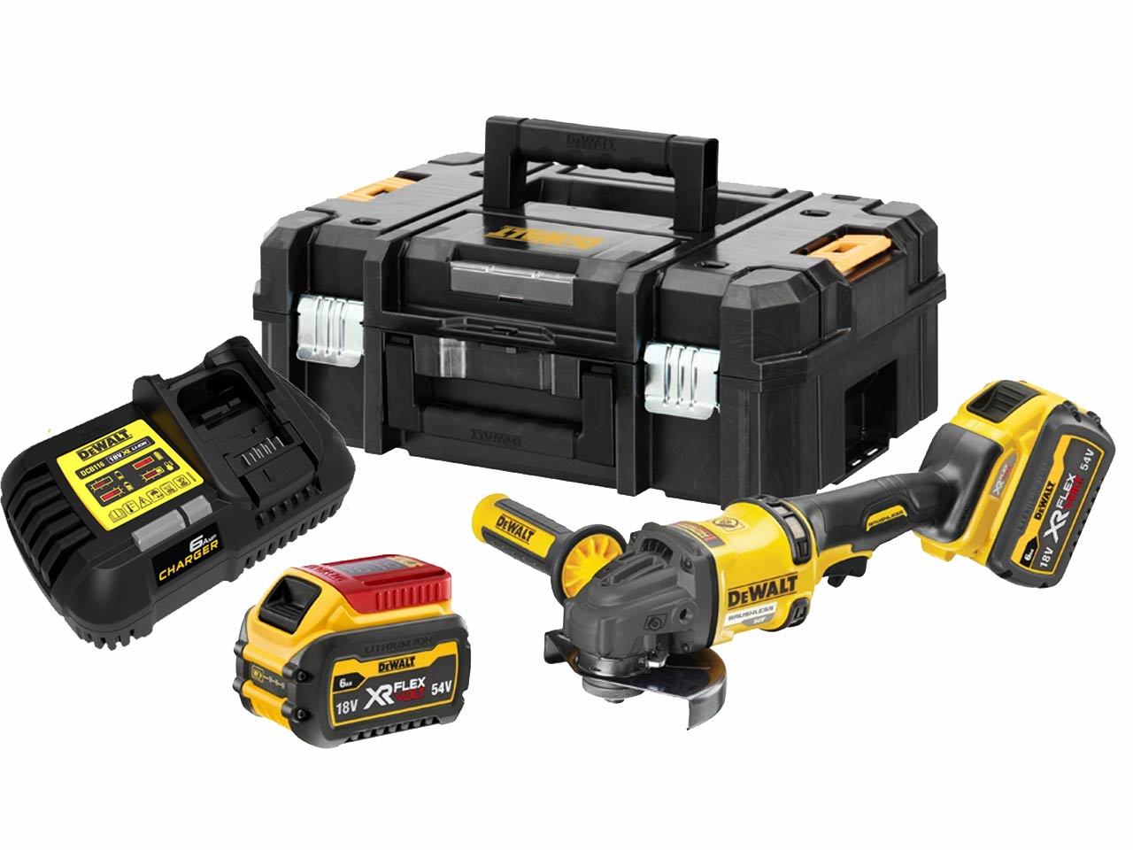 DEWALT DCG418T2 DUAL CORDLESS ARCHTER GRINDER 125MM 54V XR FLEXVOLT 2X6.0AH