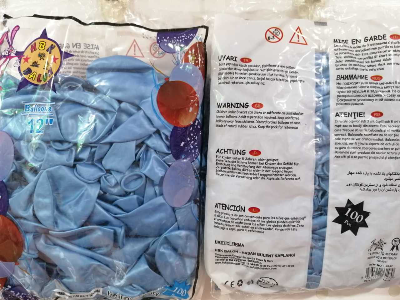 12'' METALİK AÇIK MAVİ BALON (HBK)